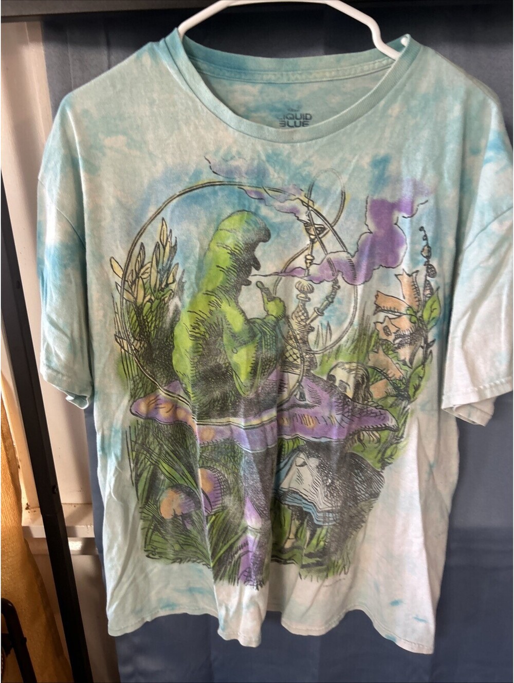 2015 Liquid Blue Alice In Wonderland Tie Dye T Shirt Size XL Y2K
